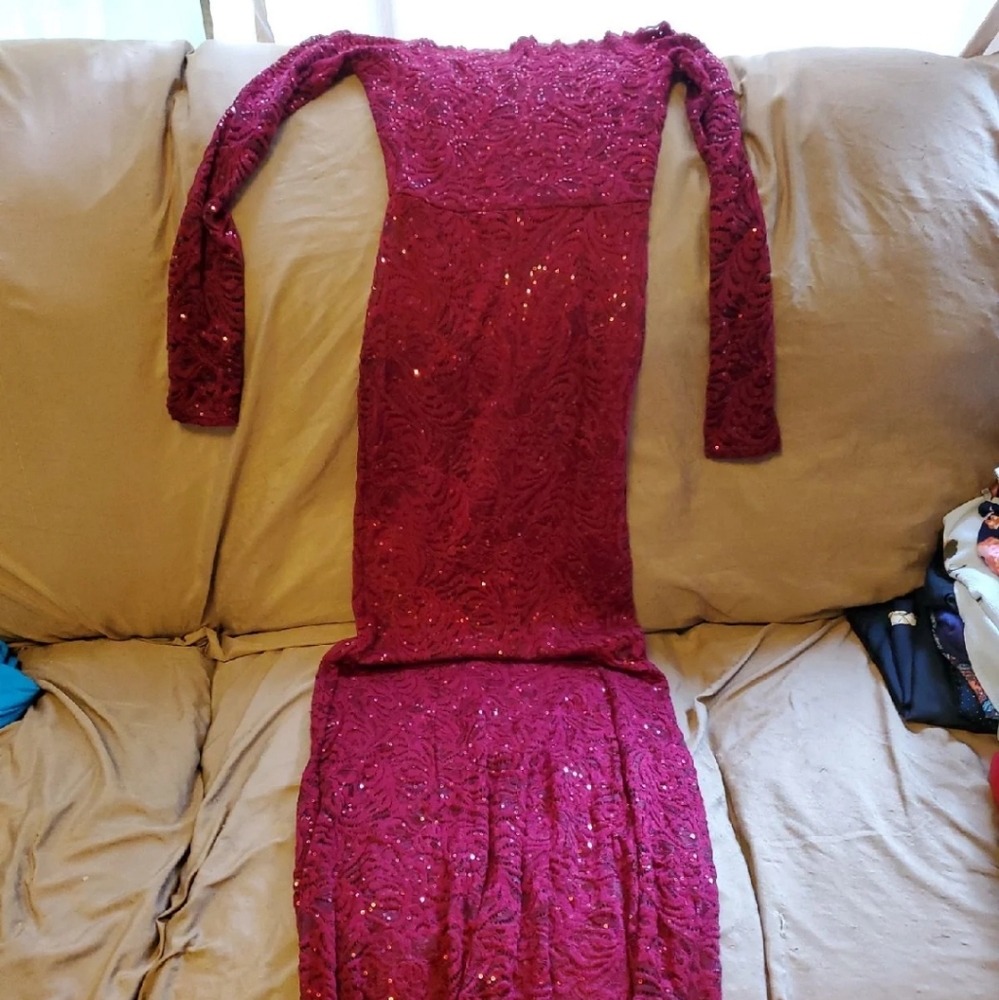 Wine color Prom dress